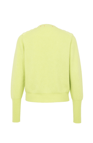 Cashmere Pullover mit Schulterpolster in hellgrün von hinten