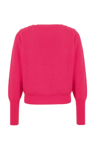 Cashmere Pullover mit Schulterpolster pink von hinten
