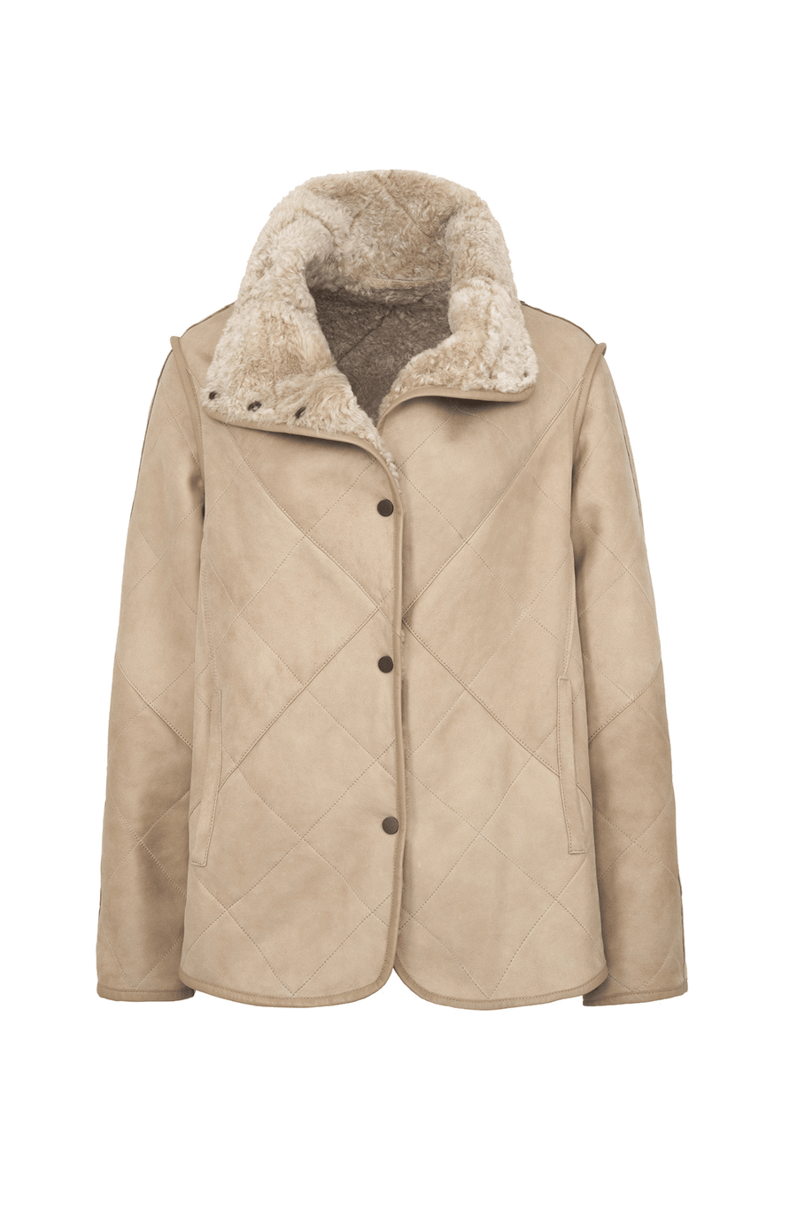 Lammfell Jacke hellbraun von vorne