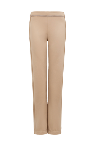 Damen-Powerstretch-Hose Inga in der Farbe Savannah – gerade geschnittene, Hose ohne Taschen und Reißverschlüsse, mit elastischem Bund und glatter, funktionaler Oberfläche; leicht und bequem, ideal als vielseitige Allwetterhose für Outdoor- und Freizeitaktivitäten