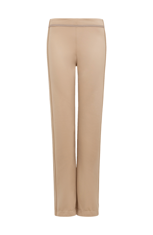 Damen-Powerstretch-Hose Inga in der Farbe Savannah – gerade geschnittene, Hose ohne Taschen und Reißverschlüsse, mit elastischem Bund und glatter, funktionaler Oberfläche; leicht und bequem, ideal als vielseitige Allwetterhose für Outdoor- und Freizeitaktivitäten