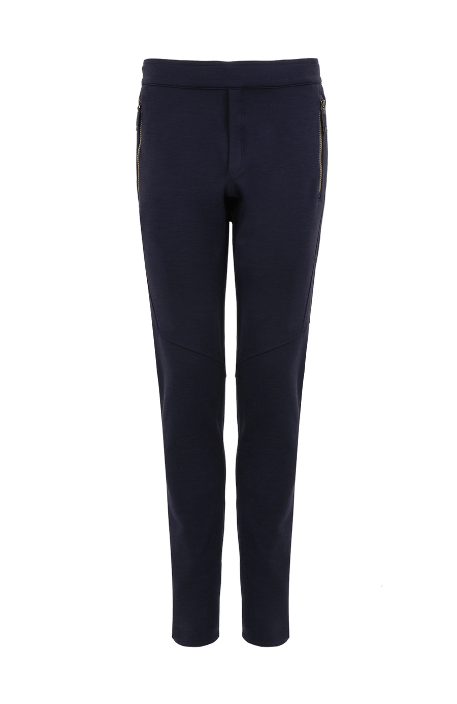 Vorderansicht der Slim Fit Herrenhose Collin–WP von Frauenschuh – elastisches Material, schmaler Schnitt, Farbe Midnight, zwei dezente Reißverschlusstaschen