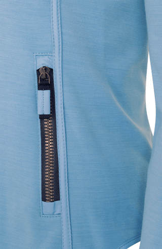 Hellblaue taillierte Stretch Jacke für Damen im Detail