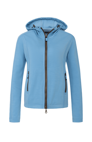 Hellblaue Stretchjacke für Damen in hellblau mit Kapuze