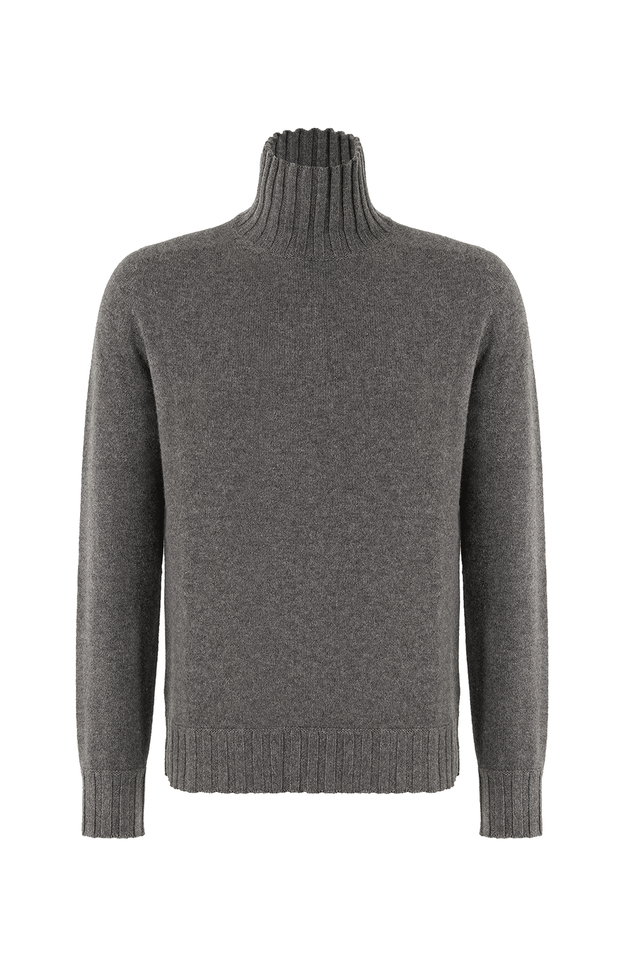 Vorderansicht eines hochwertigen Herrenpullovers aus reinem Kaschmir von Frauenschuh, Modell „Aiden 2.0“ (Artikelnummer Aiden-WS_131-0), Farbe Grau. Das edle Material sorgt für angenehme Wärme und weichen Tragekomfort – ideal für Herbst und Winter. Ein elegantes Basic aus der alpinen Premium-Mode von Frauenschuh