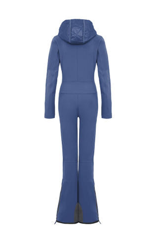 FRAUENSCHUH Damen-Funktionscatsuit GWEN-S in Blau – Rückansicht des figurbetonten Overalls/Catsuits aus atmungsaktivem, wasserabweisendem Material – klarer Schnitt mit ergonomischer Nahtführung für optimale Bewegungsfreiheit – funktionales Wintersport- und Outdoor-Design