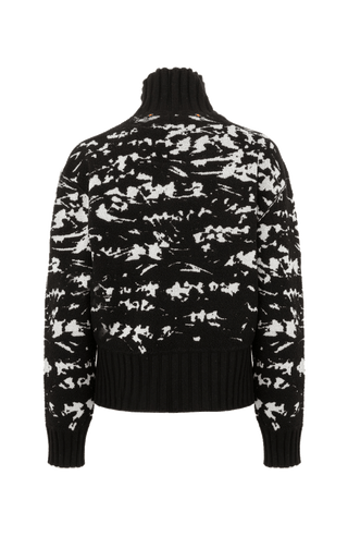 Cashmere Merino Pullover schwarz mit Berg Motiv von hinten