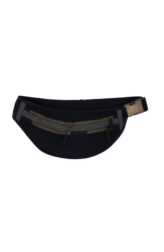 Gürteltasche aus Loden, Modell 093717 Beltbag-L in Farbe midnight– Vorderansicht. Hochwertige Verarbeitung, stilvoller Begleiter für Damen und Herren.