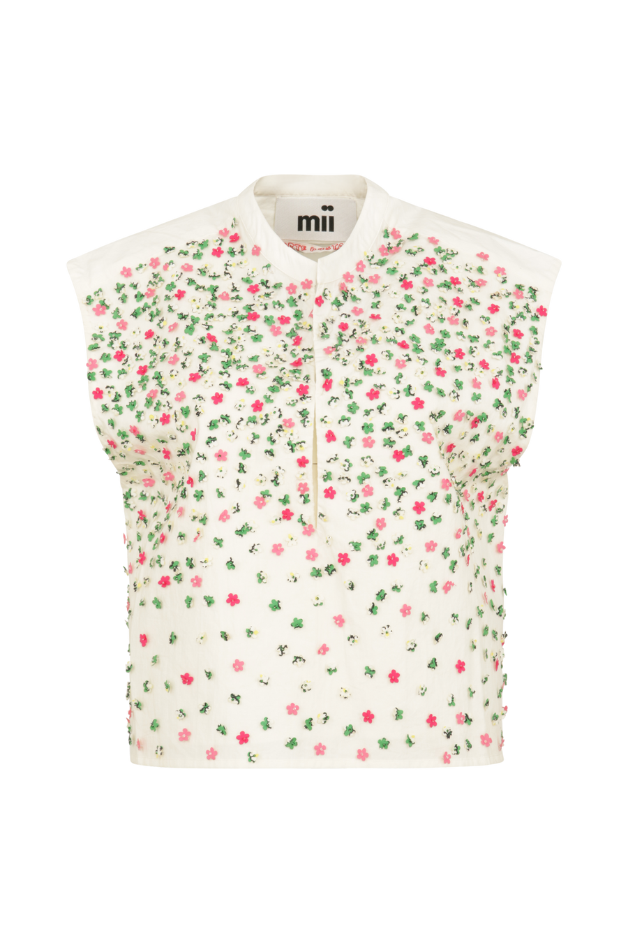 Crop top with floral appliqués