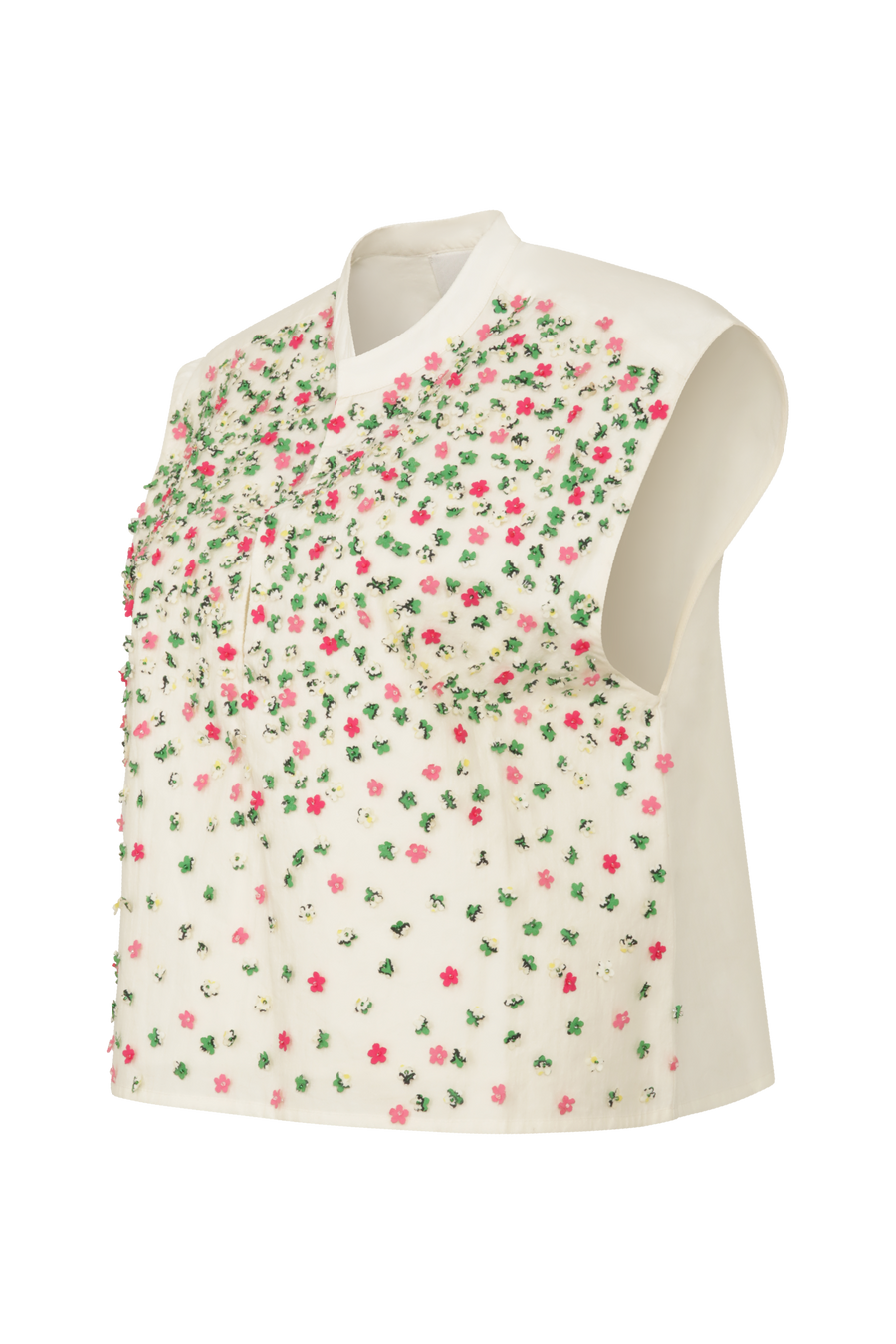 Crop top with floral appliqués
