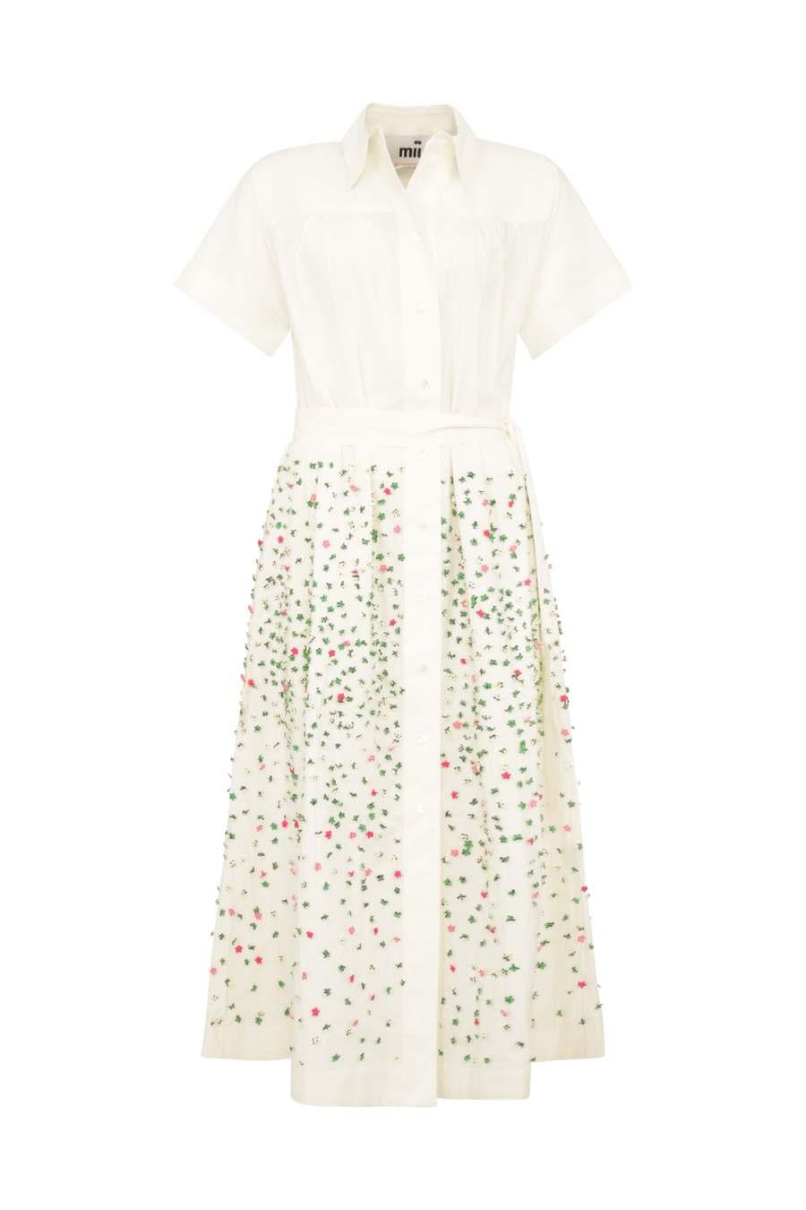 Baumwollkleid mit floralen Applikationen