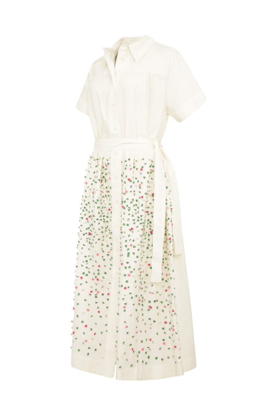 Baumwollkleid mit floralen Applikationen