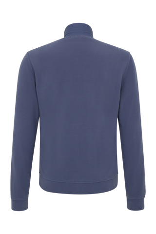 Herren Fleecejacke Modell Oliver in Alaskablau, Rueckansicht– weiche, warme Jacke mit Stehkragen und Reißverschluss, ideal für Outdoor und Alltag.“