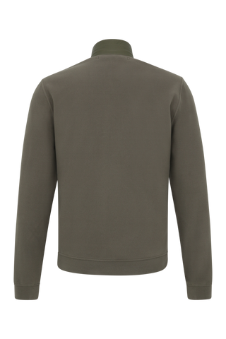 Herren Fleecejacke Modell Oliver in Ilvy grün, Rueckansicht– weiche, warme Jacke mit Stehkragen und Reißverschluss, ideal für Outdoor und Alltag.“