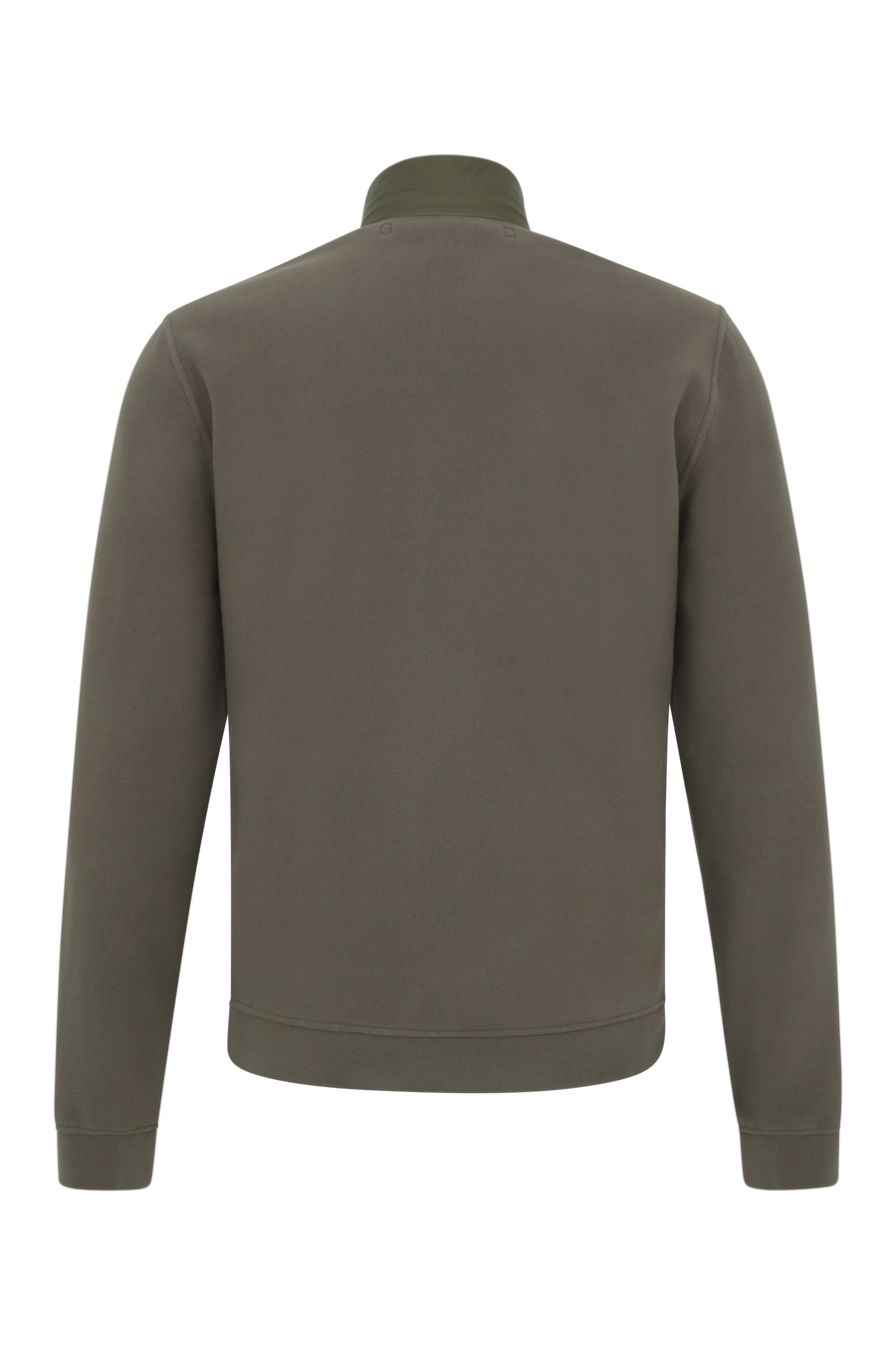 Herren Fleecejacke Modell Oliver in Ilvy grün, Rueckansicht– weiche, warme Jacke mit Stehkragen und Reißverschluss, ideal für Outdoor und Alltag.“