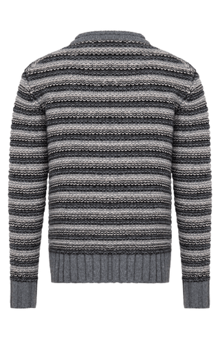 Herren Kaschmirpullover Modell 717541 Simon-CWS in multigrau – Rueckansicht, klassischer Rundhalsausschnitt, feine Strickqualität.