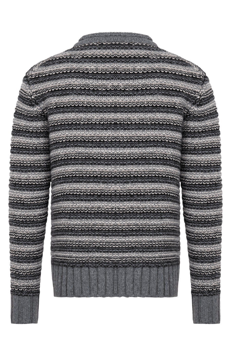 Herren Kaschmirpullover Modell 717541 Simon-CWS in multigrau – Rueckansicht, klassischer Rundhalsausschnitt, feine Strickqualität.