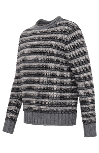 Herren Kaschmirpullover Modell 717541 Simon-CWS in multigrau – Seitenansicht, klassischer Rundhalsausschnitt, feine Strickqualität.