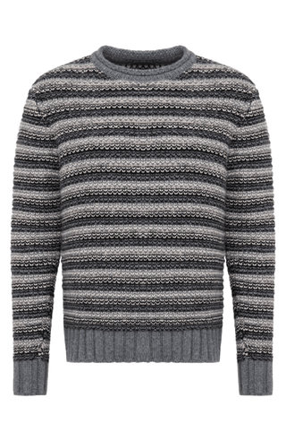 Herren Kaschmirpullover Modell 717541 Simon-CWS in multigrau – Vorderansicht, klassischer Rundhalsausschnitt, feine Strickqualität.