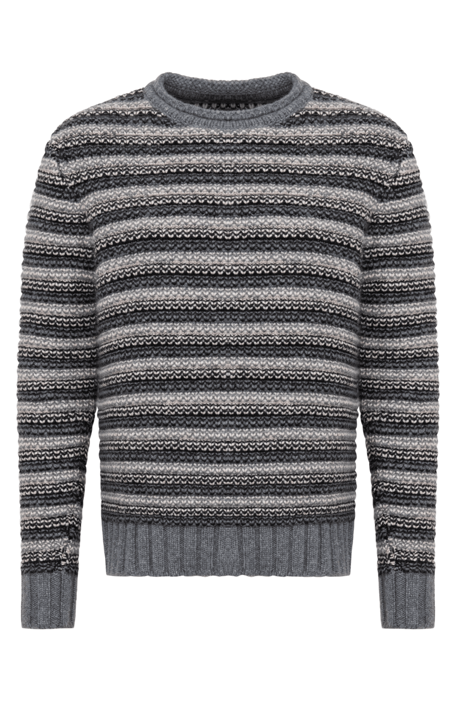 Herren Kaschmirpullover Modell 717541 Simon-CWS in multigrau – Vorderansicht, klassischer Rundhalsausschnitt, feine Strickqualität.