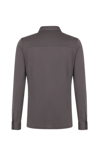 Herren Polohemd Marlon in der Farbe Falcon – Rueckansicht mit klassischem Kragen und Knopfleiste, sportlich-eleganter Look aus weicher Baumwolle.