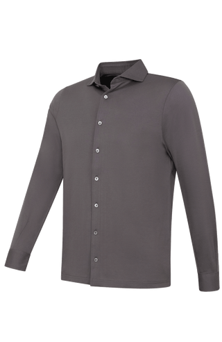 Herren Polohemd Marlon in der Farbe Falcon – Seitenansicht mit klassischem Kragen und Knopfleiste, sportlich-eleganter Look aus weicher Baumwolle.