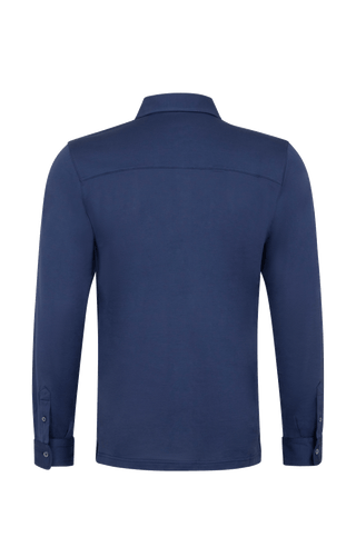 Herren Polohemd Marlon in der Farbe Nightfall – Rueckansicht mit klassischem Kragen und Knopfleiste, sportlich-eleganter Look aus weicher Baumwolle.