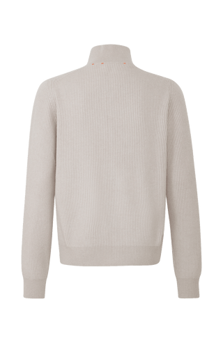 Kaschmirjacke Kirk2.0-WS in Farbe Beige, Rueckansicht Metallreißverschluss, elegante Herrenjacke aus hochwertigem Kaschmir von Frauenschuh