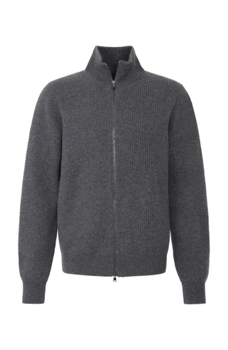 Kaschmirjacke Kirk2.0-WS in Farbe 1310 Cliff, Vorderansicht, Metallreißverschluss, elegante Herrenjacke aus hochwertigem Kaschmir von Frauenschuh