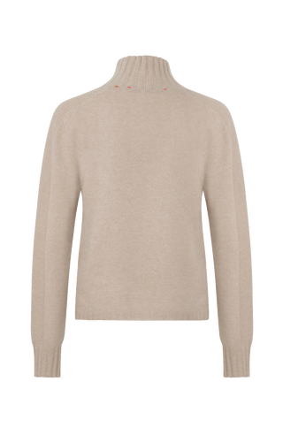 Kaschmirpullover für Damen von Frauenschuh in der Farbe camel Rueckansicht.