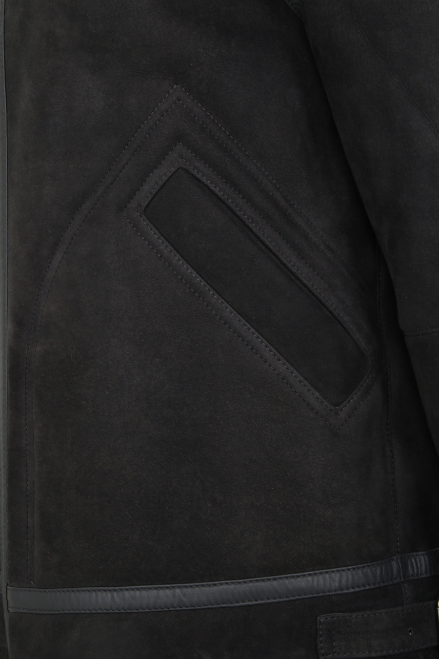 Detailansicht der Herren-Lammfelljacke im Bikerstil, Modell 583694 Luis-MV, Farbe 410 Elefant"