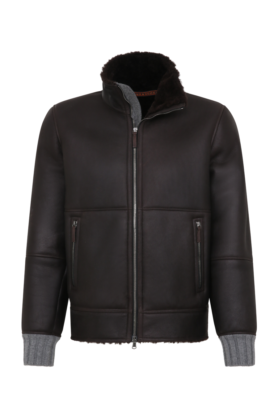 Herren-Lammfelljacke von Frauenschuh aus dunkelbraunem Nappaleder, Modell 028727 Alvin-MVN, Vorderansicht
