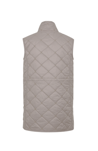 Lange Steppweste Kim-QL in Farbe 310 Cashmere, Rueckansicht, Damenweste aus nachhaltiger Mode aus Österreich