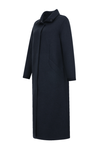 Langer Damen-Walkmantel, Modell 732129 Ella-CW in Farbe 1630 Midnight – Seitenansicht