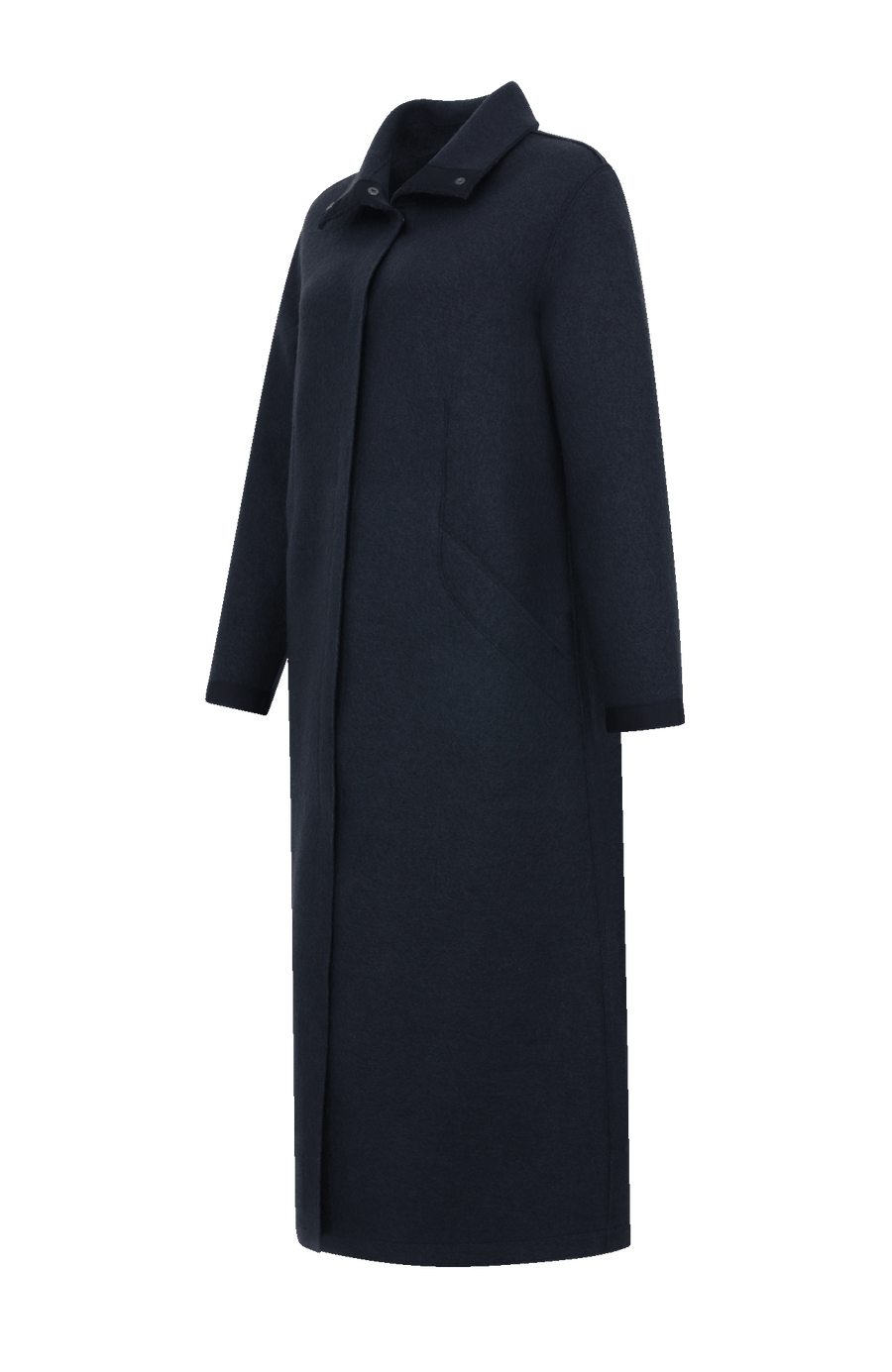 Langer Damen-Walkmantel, Modell 732129 Ella-CW in Farbe 1630 Midnight – Seitenansicht