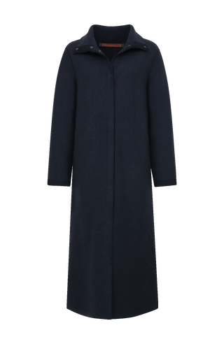 Langer Damen-Walkmantel, Modell 732129 Ella-CW in Farbe 1630 Midnight – Vorderansicht