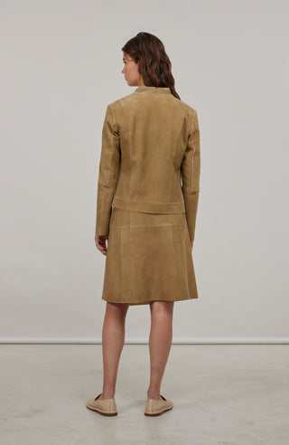 Damen Lederjacke Emma-EL beige, Model Ruckansicht