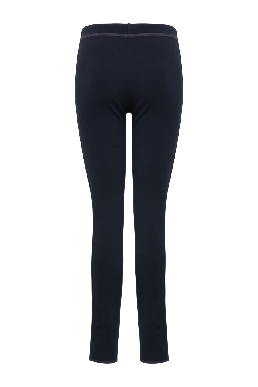 Rueckansicht der Damen-Leggings aus Wool Powerstretch, Modell 658624 Daphne-PSW in Farbe 1630 Midnight – mit schmaler Passform und elastischem Funktionsmaterial.