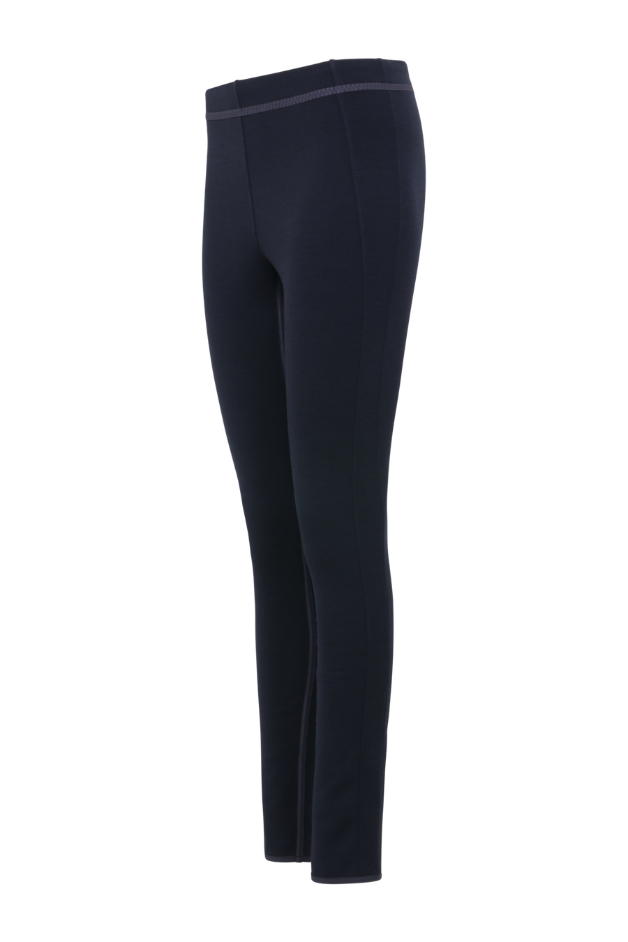 Seitenansicht der Damen-Leggings aus Wool Powerstretch, Modell 658624 Daphne-PSW in Farbe 1630 Midnight – mit schmaler Passform und elastischem Funktionsmaterial.