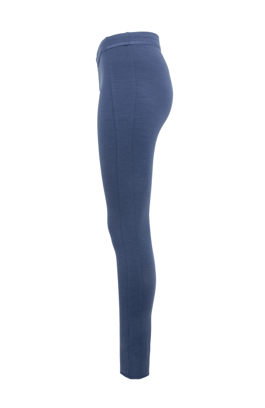 Seitenansicht der Damen-Leggings aus Wool Powerstretch, Modell 658624 Daphne-PSW in Farbe 2490 alaska blue – mit schmaler Passform und elastischem Funktionsmaterial.