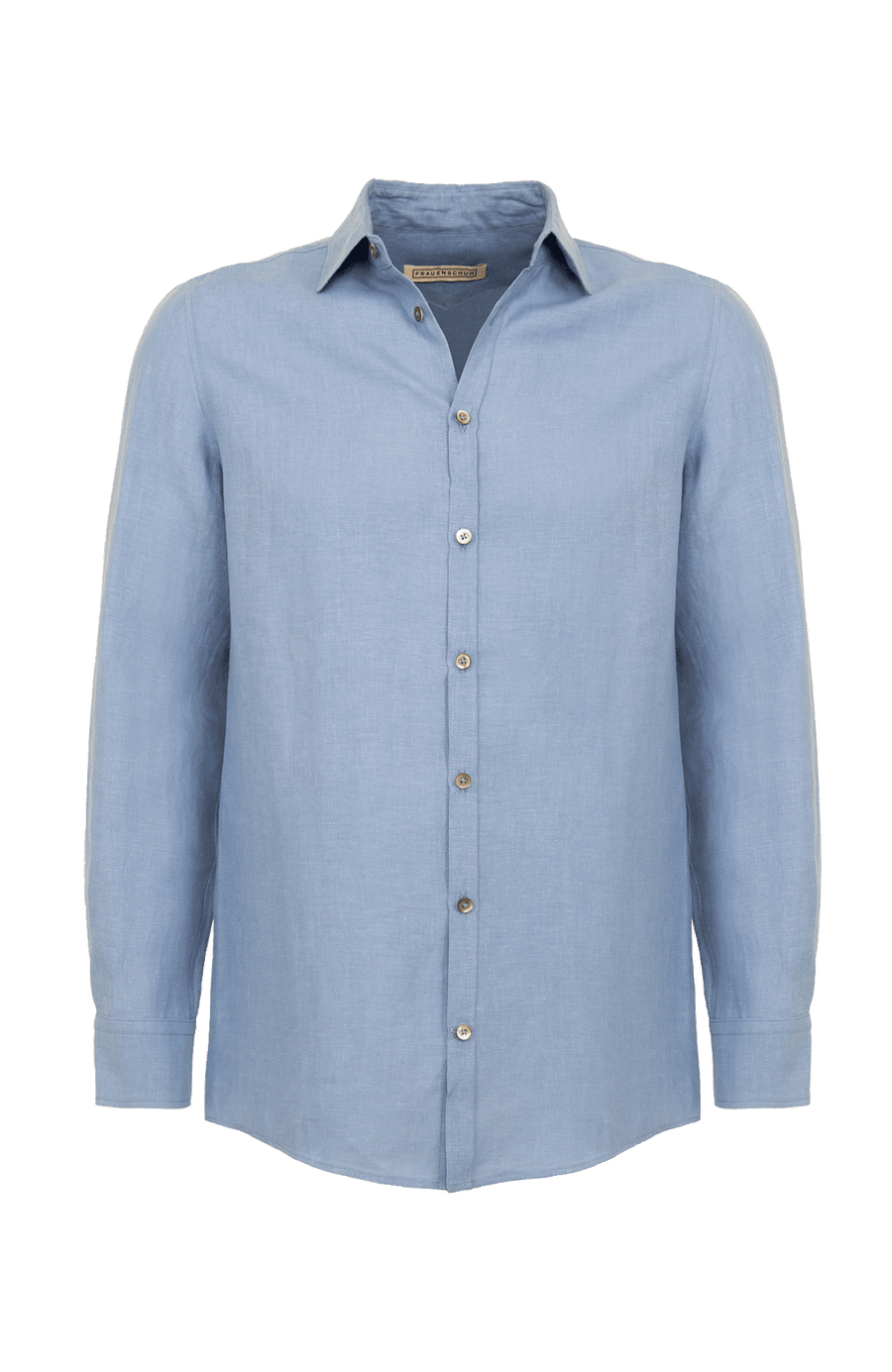 Leinenhemd für Herren, Modell Julian (Art. 643713) in hellblau, Vorderansicht auf weißem Hintergrund fotografiert