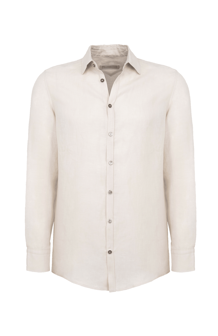 Leinenhemd für Herren, Modell Julian (Art. 643713) in beige, Vorderansicht auf weißem Hintergrund fotografiert