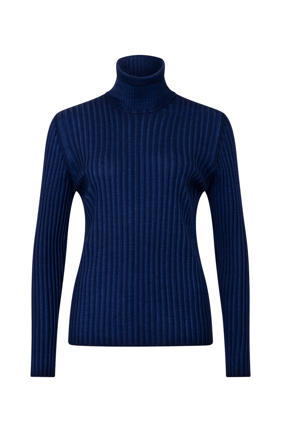 Lockerer Damen-Rollkragenpullover in dunklem Violett (Farbe 161-0 Twilight), Modell 533601 MarleenDyed-RB, weich fallende Passform aus Baumwollmischung, Vorderansicht – gemütlich für alle Jahreszeiten