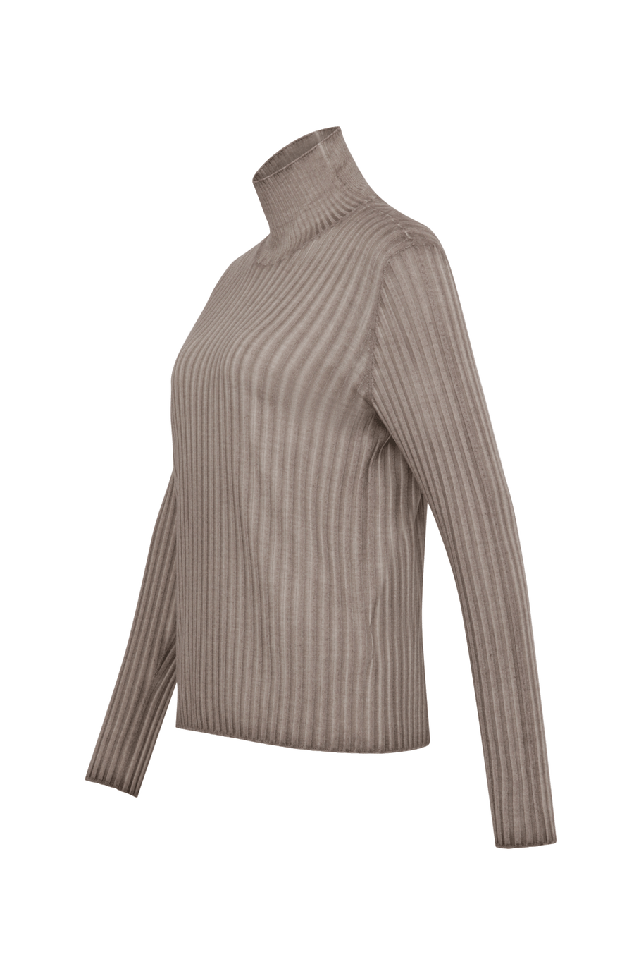 Lockerer Damen-Rollkragenpullover in Beige (Farbe cashmere, Modell 533601 MarleenDyed-RB, aus weicher Baumwollmischung, zeigt das elegante Design und die feine Strickstruktur – ideal für kühle Tage und vielseitig kombinierbar