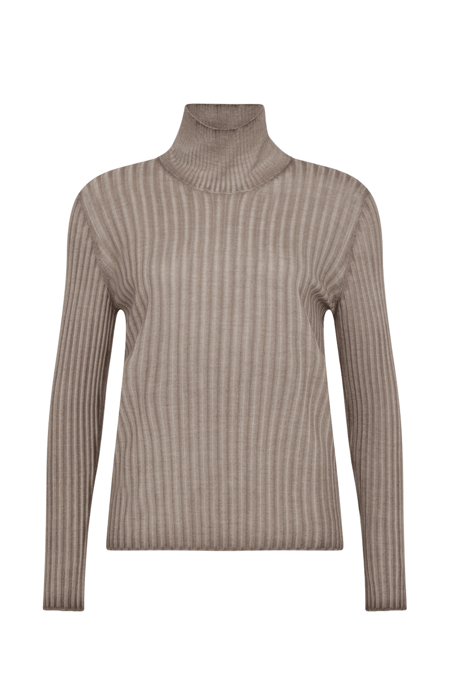 Lockerer Damen-Rollkragenpullover in Beige (Farbe cashmere, Modell 533601 MarleenDyed-RB, aus weicher Baumwollmischung, zeigt das elegante Design und die feine Strickstruktur – ideal für kühle Tage und vielseitig kombinierbar