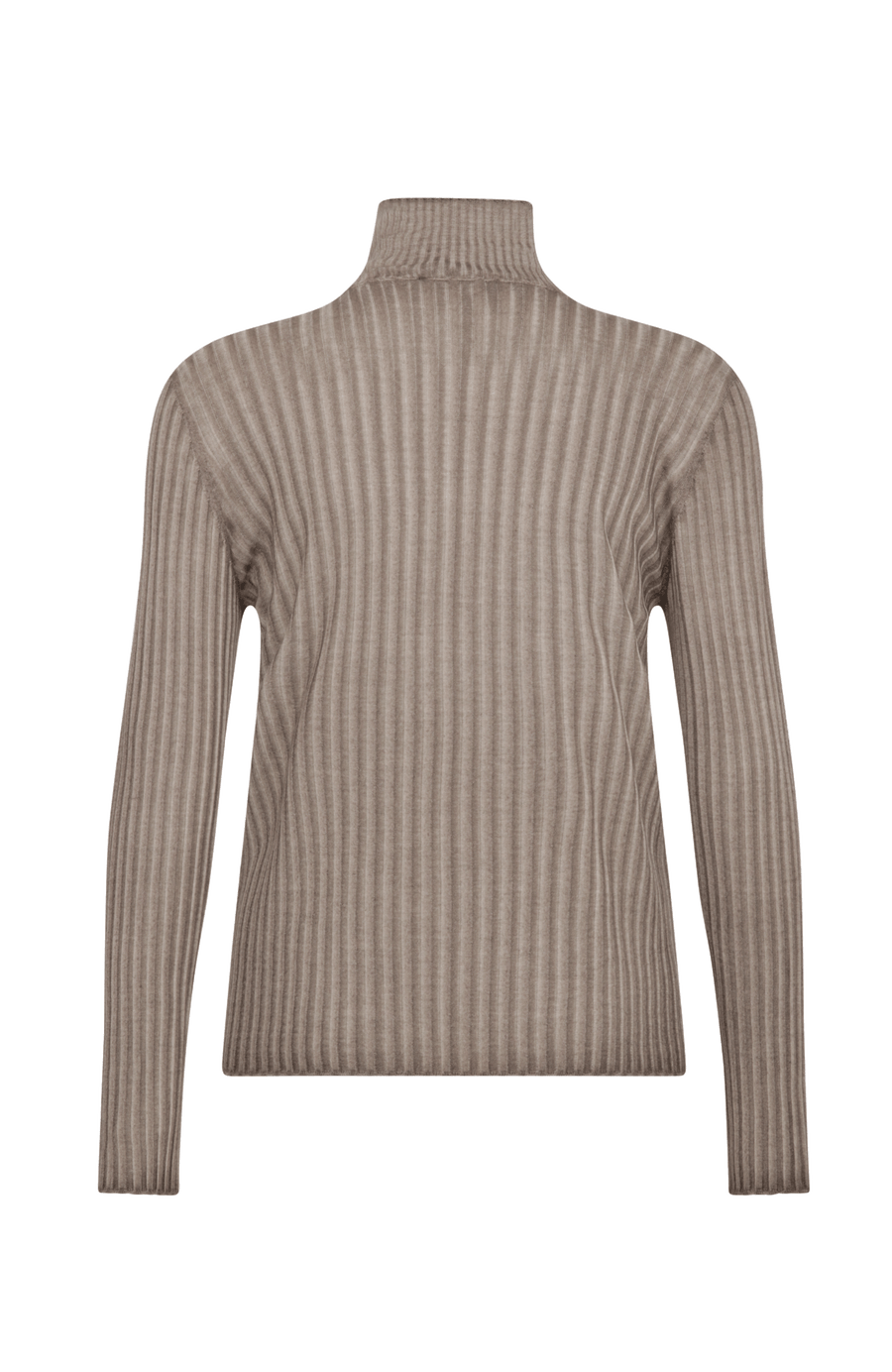 Lockerer Damen-Rollkragenpullover in Beige (Farbe cashmere, Modell 533601 MarleenDyed-RB, aus weicher Baumwollmischung, zeigt das elegante Design und die feine Strickstruktur – ideal für kühle Tage und vielseitig kombinierbar