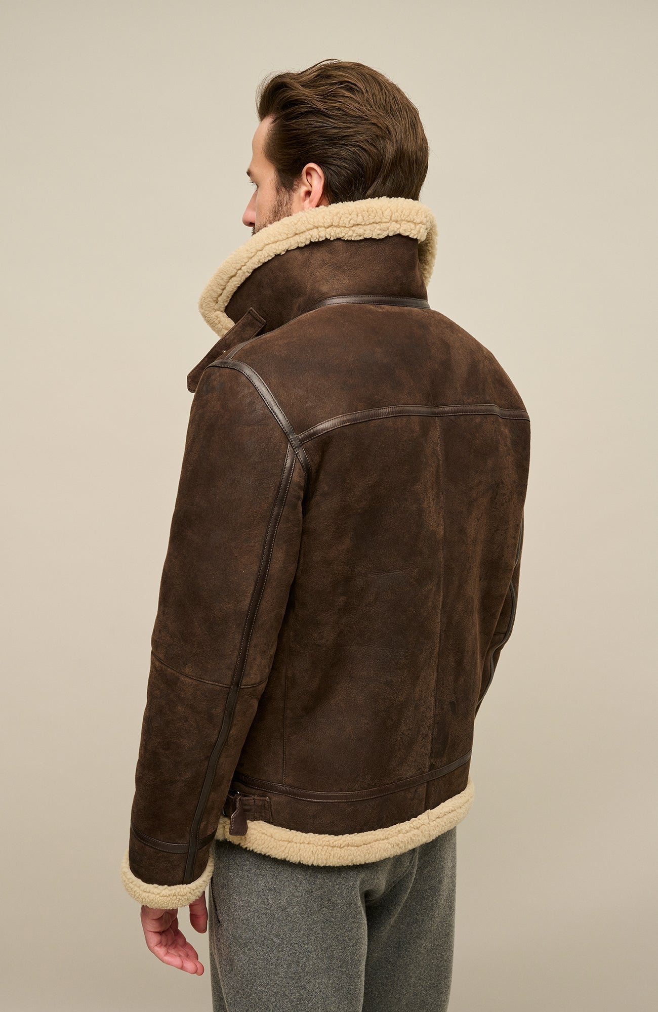 NULLUS Brown Detachable Faux-Fur Collar Jacket NULLUS