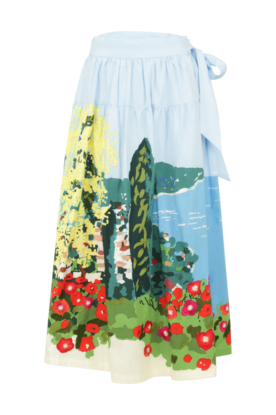 Cotton wrap skirt with Aari embroidery