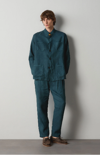 Leinen-Overshirt mit Stehkragen - CINA2