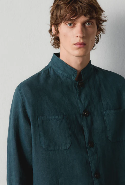 Leinen-Overshirt mit Stehkragen - CINA2